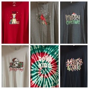 EUC Lot of Six (6) Plus Size 4XL Christmas Tops T-shirts Short and Long Sleeve